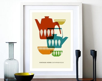Cathrineholm poster print Mid century modern vintage retro kitchen art home - Vintage Home Cathrineholm 1 A3