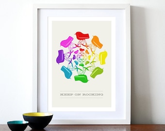 Eames poster print - Keep On Rocking 2 - A3 Midcentury modern chair Herman Miller furniture home