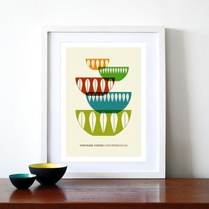 Cathrineholm poster print Mid century modern vintage home retro kitchen art - Vintage home Cathrineholm 3 - A3