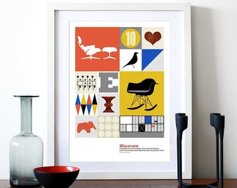 Poster Eames print kitchen art Mid century modern retro office art Herman Miller nursery art - The World of Eames A3