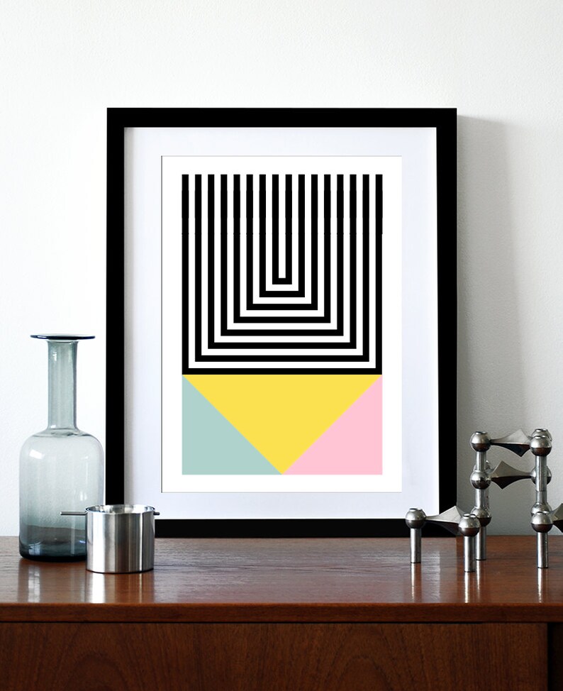 Geometric Poster Retro Print Mid Century Modern Scandinavian Design