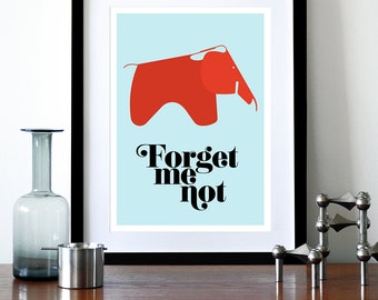 Poster, eames poster print,  Mid century modern, retro, kitchen art, office art, nursery art - Forget Me Not A3