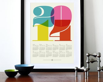 2014 calendar print poster Mid Century Modern vintage kitchen retro art cmyk retro office Eames - A3