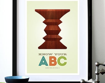 Mid Century Modern poster Eames print Herman Miller vintage furniture kitchen art retro nursery - Know Your ABC C A3