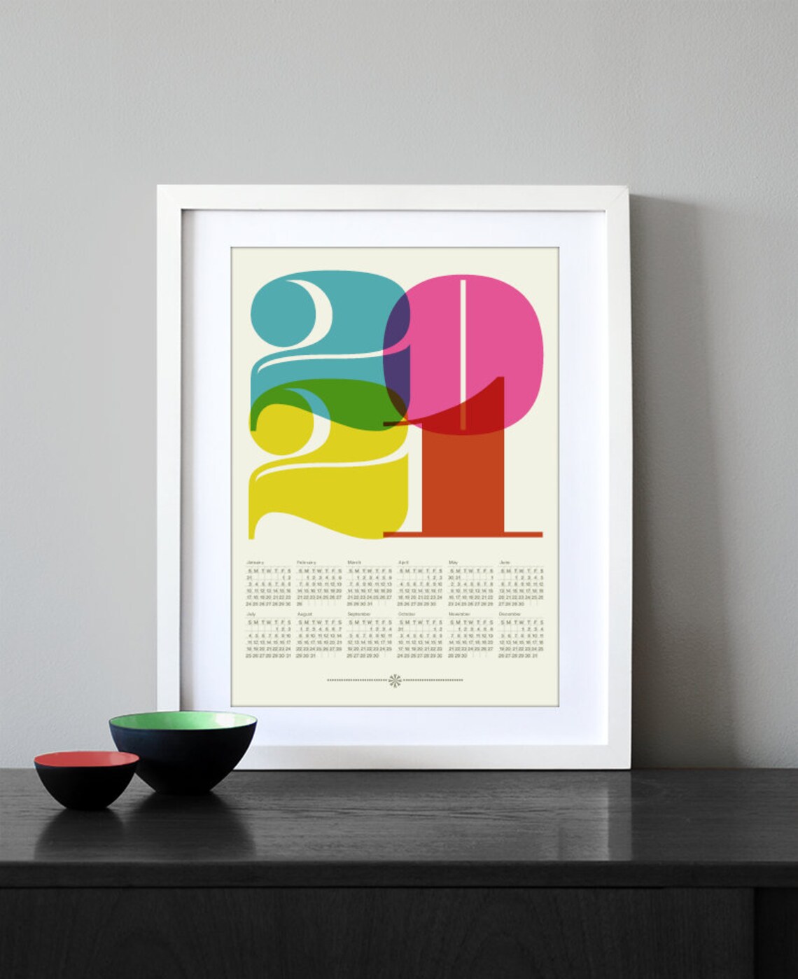 2021 Calendar Mid Century Modern Poster Retro Kitchen Art - Etsy UK