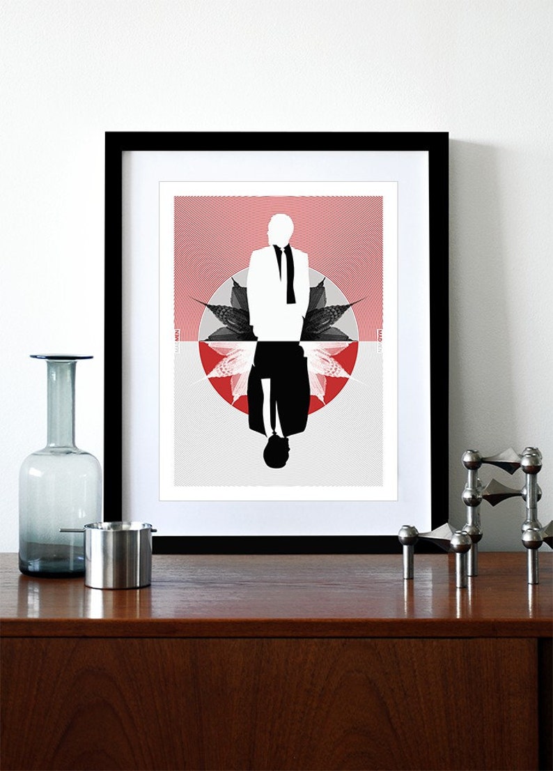 Mad Men poster print Mid Century Modern vintage Eames retro kitchen art office Mad Men Red A3 image 3