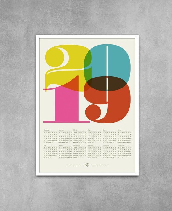 19 Calendar Mid Century Modern Poster Retro Kitchen Art Etsy
