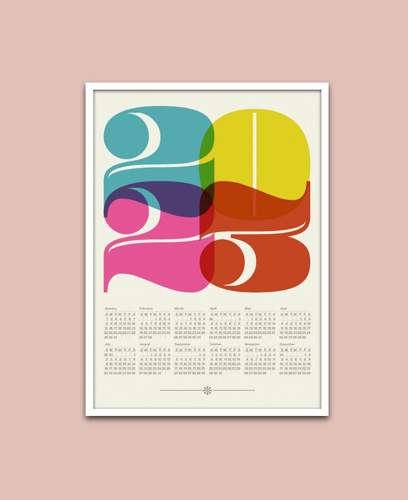 2023 Calendar Mid Century Modern Poster Retro Kitchen Art Etsy