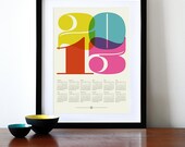 2013 calendar poster print retro vintage kitchen art Mid Century Modern retro office Eames - A3