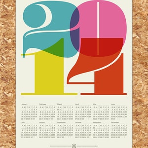 2014 calendar print poster Mid Century Modern vintage kitchen retro art cmyk retro office Eames A3 image 4