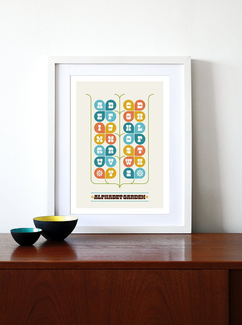 Typography Poster Nursery Art Print Mid Century Modern Home Retro Eames