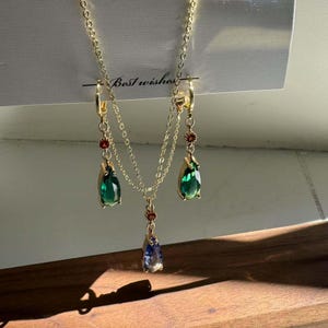 The earrings and necklace,Castle Jewelry,Howl chain,sophie earrings,howls necklace,howl earrings.