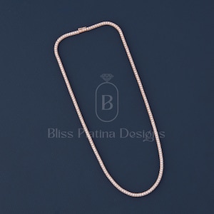 50.0 TCW Lab Grown Diamond Tennis Necklace: 14KT Gold Line Necklace