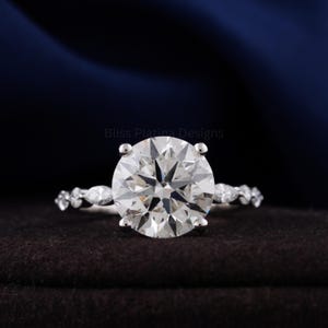 4.0Ct Round IGI Lab Grown Diamond Solitaire Engagement Ring, Hidden Halo Ring, 14K 18K Fine Gold, Pave Setting, Wedding, Gift, Anniversary