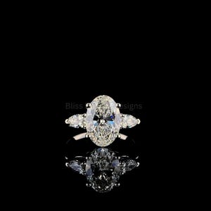 2.0Ct Oval Lab Grown Diamond Engagement Ring: 14K Gold 3-Stone Ring