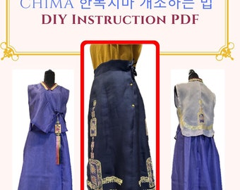 DIY 한복치마개조 PDF de instruções sobre como reciclar a saia Hanbok