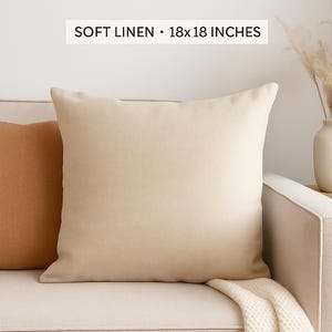 Set of 4 Beige Linen Pillow Covers – 18x18 Throw Pillows – Boho Farmhouse Decor for Couch or Bed – Minimalist Neutral Cushion Covers