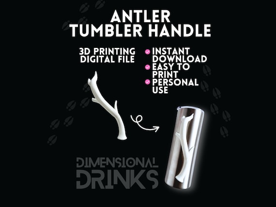 Rustic Antler Tumbler Handle STL File: 3D Printed Drinkware (Digital Download)