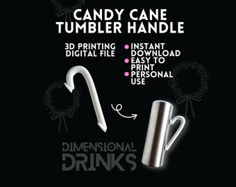 Candy Cane Tumbler Handle STL File: Christmas 3D Print (Digital Download)