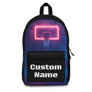 Custom Name Neon Basketball Backpack | Sporty School Bag, Athletes