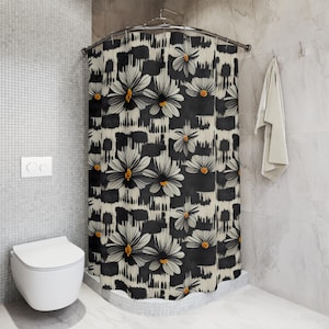 BOHO Tribal Daisy Flower Shower Curtain 71&quot; x 74&quot;