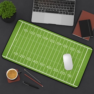 Football Field Desk Mat | Green Gridiron Gaming Keyboard Pad