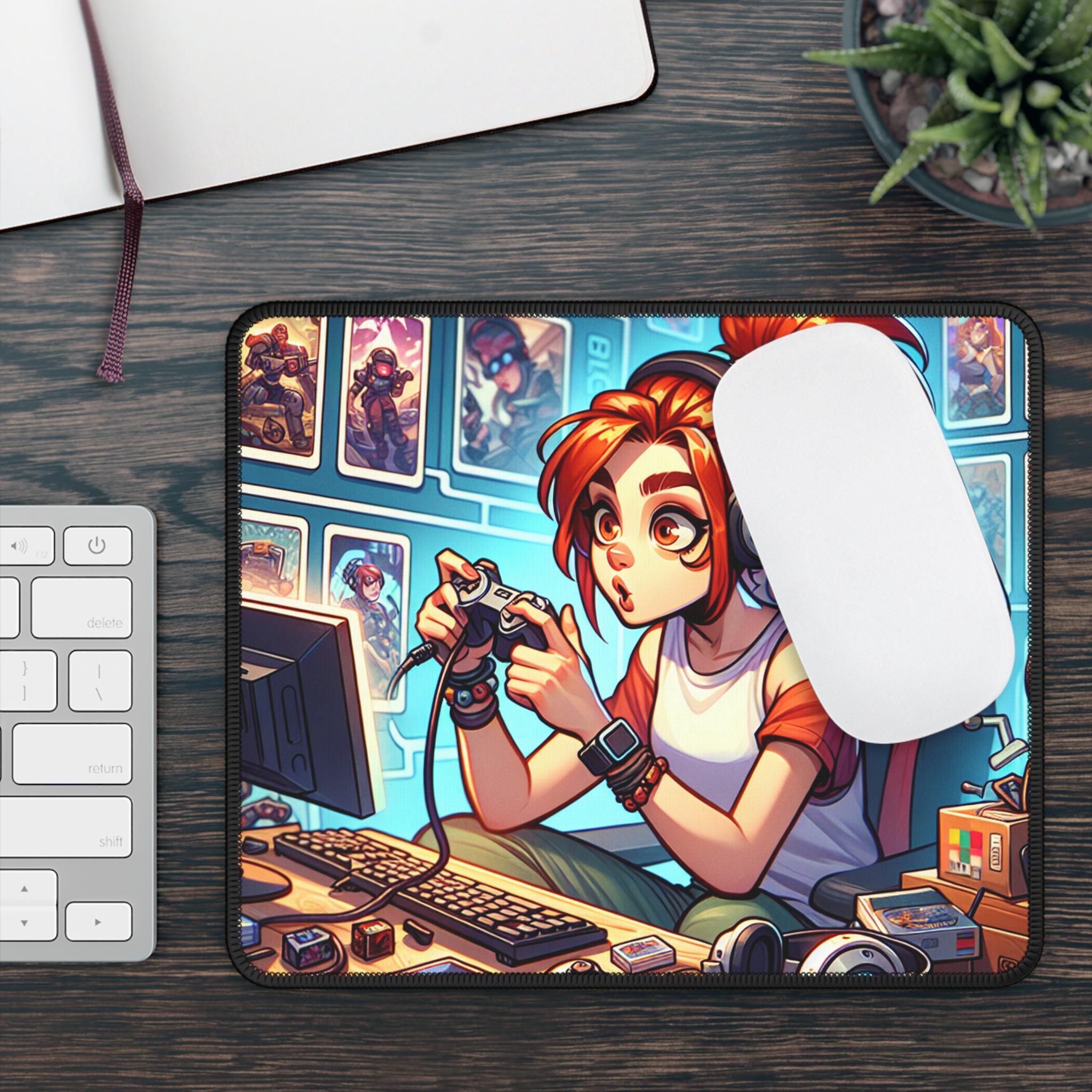 Anime Gaming Mouse Pad, Cyberpunk Gamer Girl Desk Mat, Colorful Hot Gaming Accessories, Computer Mousepad, Gaming Mouse Mat, Keyboard Rug