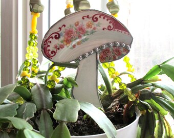 Handmade Floral Ceramic Plant Stake – Garden Plant Marker – Flower Garden Decor – Gift for Gardener