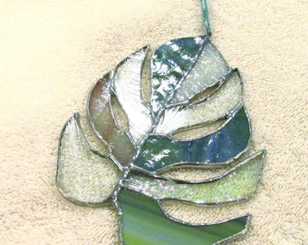 monstera leaf, stained glass leaf