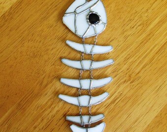 fish bones, stained glass fish skeleton