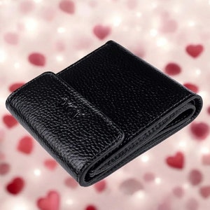 Black small leather wallet Ladies leather purse with card holder zip coin pocket Small bifold wallet with change pocket wallet Mini billfold