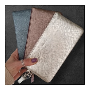 Portefeuilles brillants pour femmes en cuir grainé élégant et mince portefeuille pour femme porte-cartes mini poche pour femme pour femme or métallique argent