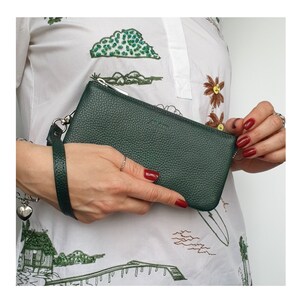Green Black Brown leather women wallet clutch wallet womens purse with card holder coin pocket ladies wallet gift for wife evening handbag