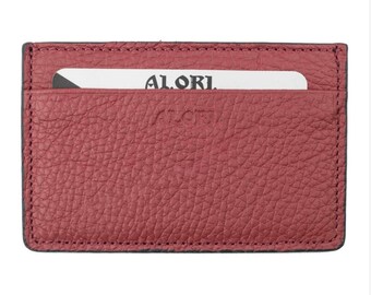 Tarjetero de piel granulada hecho a mano Tarjetero minimalista Accesorio clásico y elegante Tarjetero pequeño Tarjetero Regalo
