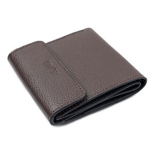 Carteira pequena de couro marrom Bolsa de couro masculina com porta-cartões, bolso para moedas Carteira pequena com duas dobras, bolso para troco, carteiras Mini carteira para homens