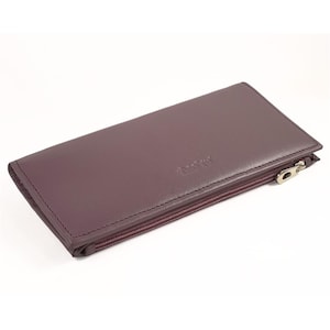 Portafoglio da donna in pelle liscia color lavanda, lungo e sottile, pochette lilla con tasca portamonete, portafoglio con porta carte, tasca portamonete, portafoglio bifold, portafoglio per banconote