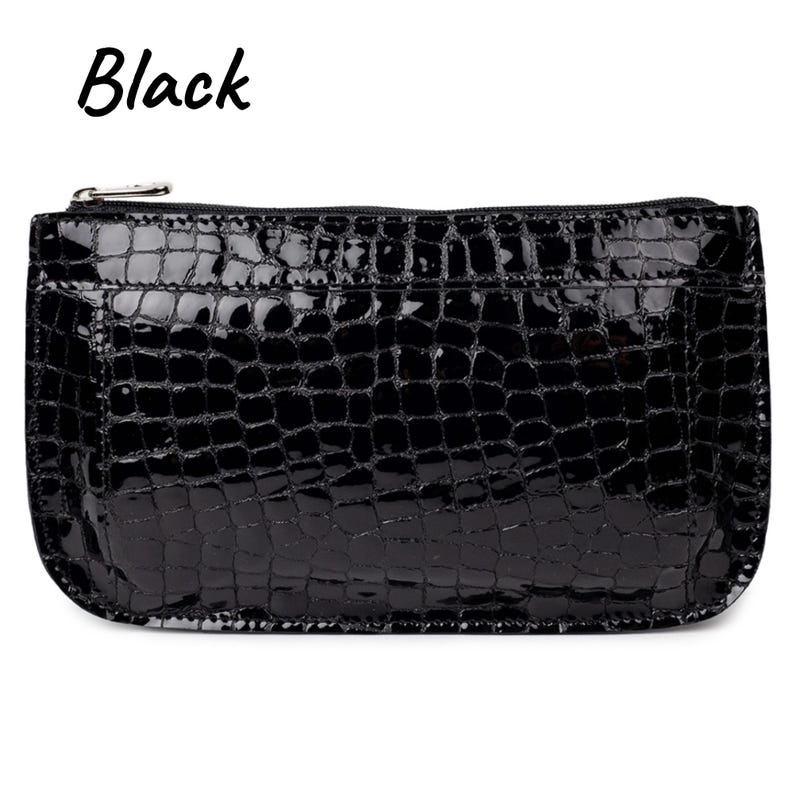 Black makeup bag croc print