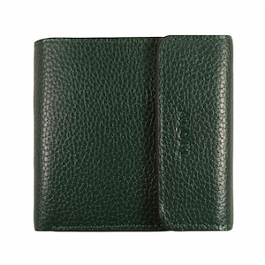 Dark green small leather wallets womans purse with card holder zip coin pocket Women square bifold mini womens wallet change pocket mid size