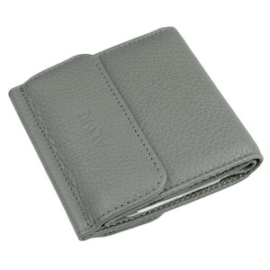 Cartera pequeña de piel granulada gris con dos pliegues Monedero para mujer con tarjetero Bolsillo para monedas Cierre a presión para carteras de mujer Mini accesorios para dama