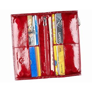 Portafoglio da donna in pelle rossa effetto 3D, lungo e sottile, pochette in pelle con tasca per monete, porta carte, tasca per contanti, borse da donna bifold in pelle