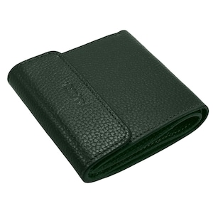 Carteira pequena de couro verde para mulheres, bolsa feminina com porta-cartões e bolso para moedas com zíper, carteira feminina quadrada dobrável e mini carteiras para trocados