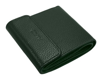 Cartera pequeña de piel verde para mujer, monedero con tarjetero y cremallera, billetera cuadrada plegable con bolsillo para monedas, minicarteras
