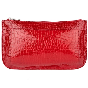 Roter bordo grün Leder Etui Lederetui mit Python Print Reisetasche Frauentäschchen Kosmetik Organizer Make up Organizer Brautjungfer Geschenk