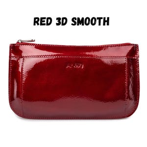 Red 3d effect smooth leather makeup bag