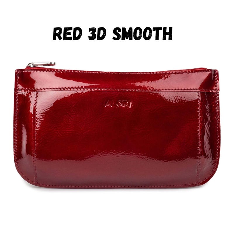 Red 3d effect smooth leather makeup bag