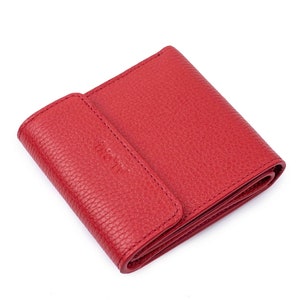 Mini portefeuille rouge vif pour femme, petit portefeuille en cuir, sac à main pour femme, porte-cartes, poche zippée pour la monnaie, grand portefeuille à deux volets, poche pour la monnaie