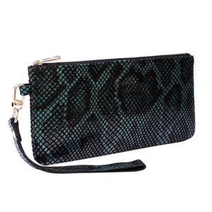 Green small patent leather wallet python print womens purse with card holder coin pocket wallet change pocket Mini rectangular ladies clutch