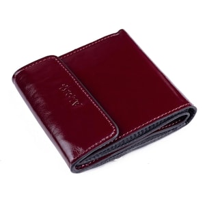 Bordeauxrode kleine leren portemonnee Damesportemonnee creditcardhouder rits kleingeldzakje Dames Kleine dubbele portemonnee wijn mini vierkante clutch