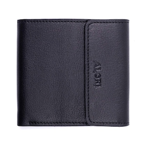 Cartera pequeña lisa negra, monedero de cuero para hombre con tarjetero y bolsillo para monedas, cartera pequeña plegable con bolsillo para cambio, minicarteras, cartera cuadrada