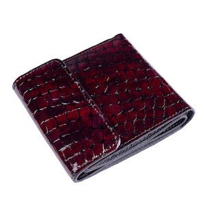 Kleine burgunderrote Krokodildrucklacklederfrauenbrieftasche bifold Damengeldbörsen mit Kreditkartenhalter-Münzenfach-Geldbeutel Mini-Clutch